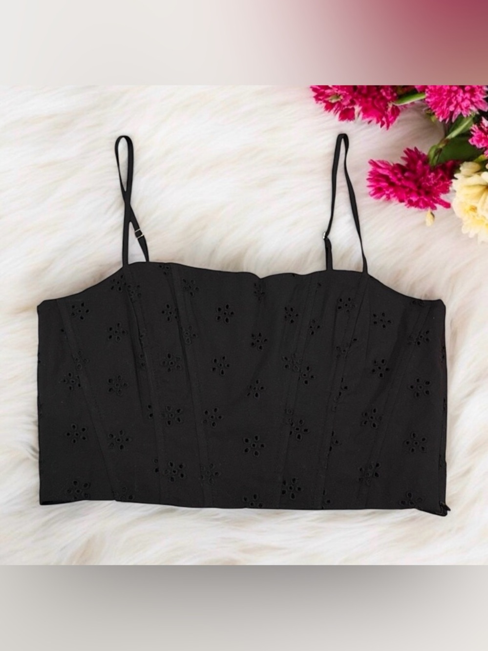 Jason Wu black corset top size large NWOT